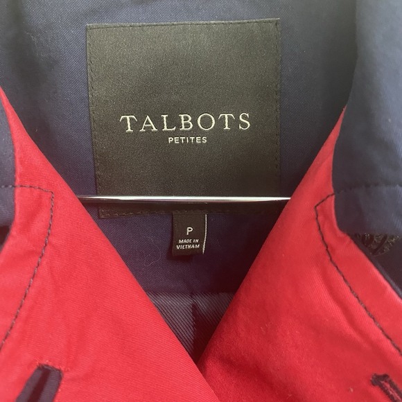 Talbots Women Navy Double Breasted Coat with Red Jacket Blazer Size PS Button Up - Picture 6 of 10